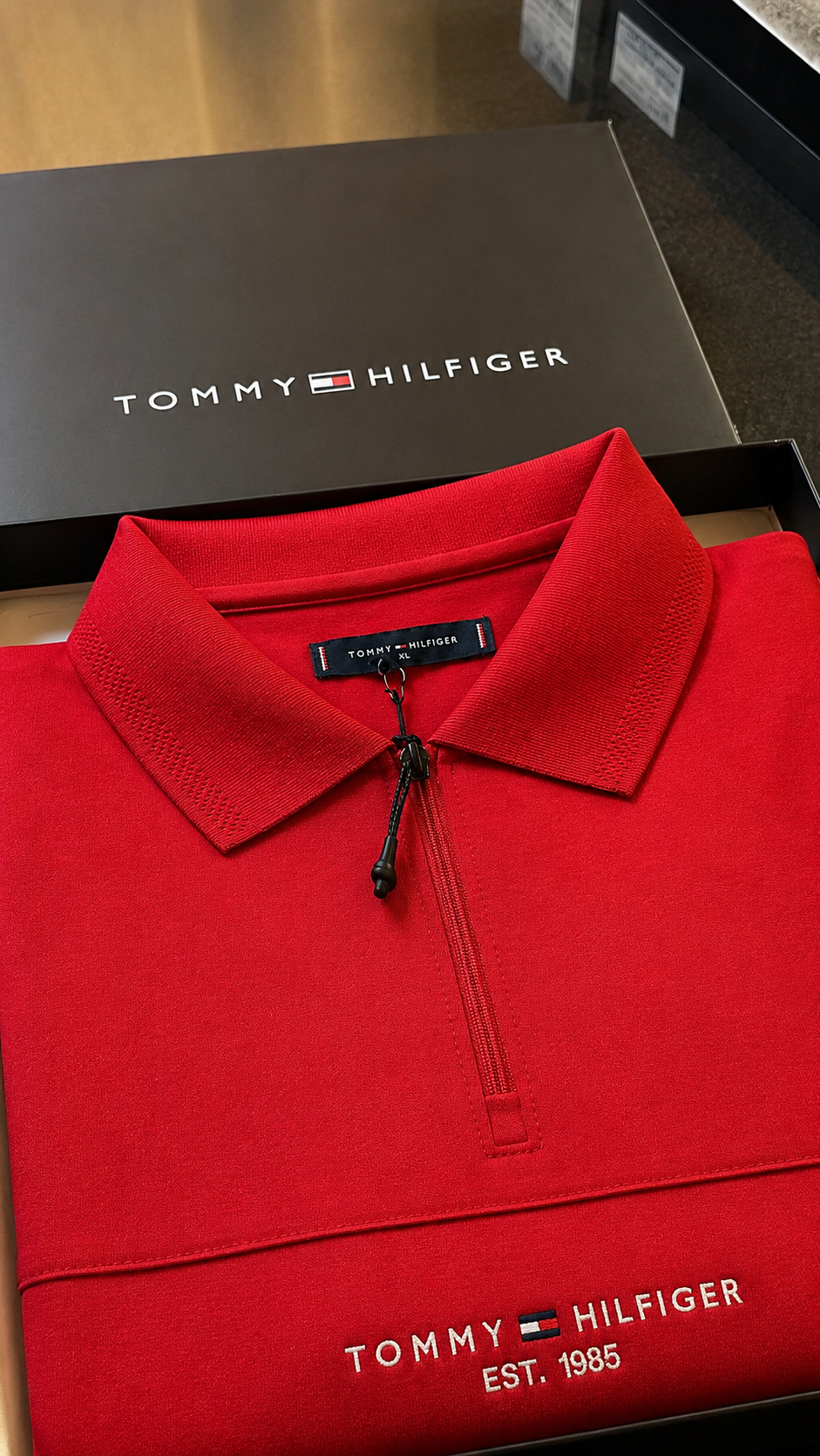 Premium Red Zip Polo T-Shirt for Men | Luxury Half-Zip Casual Tee