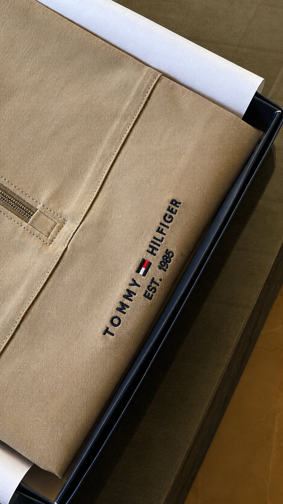 Premium Beige Zip Tommy Hilfiger T-Shirt for Men | Luxury Half-Zip Casual Tee