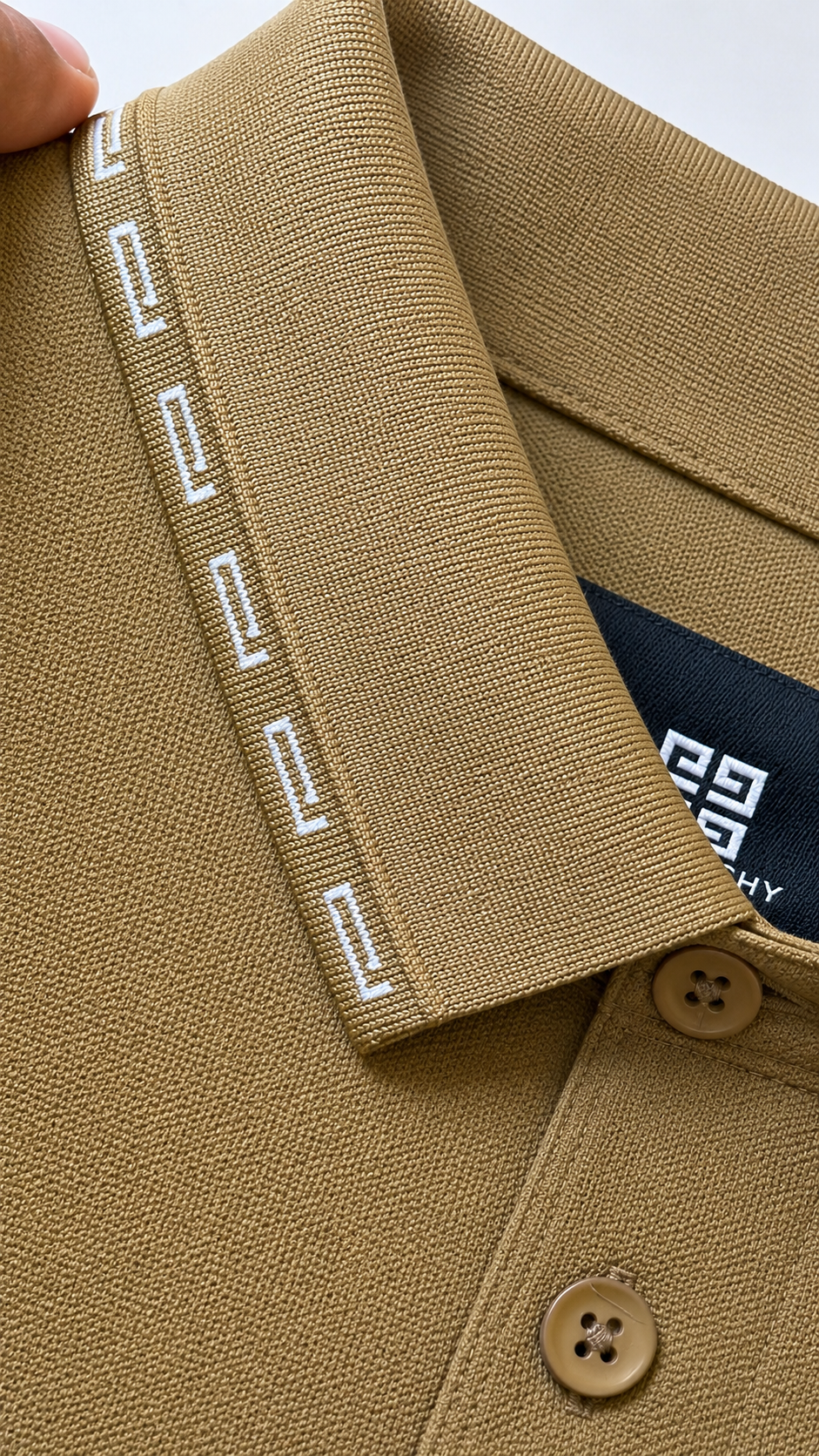 Luxury Olive Green Textured Givenchy T-Shirt for Men | Premium Casual Polo Tee