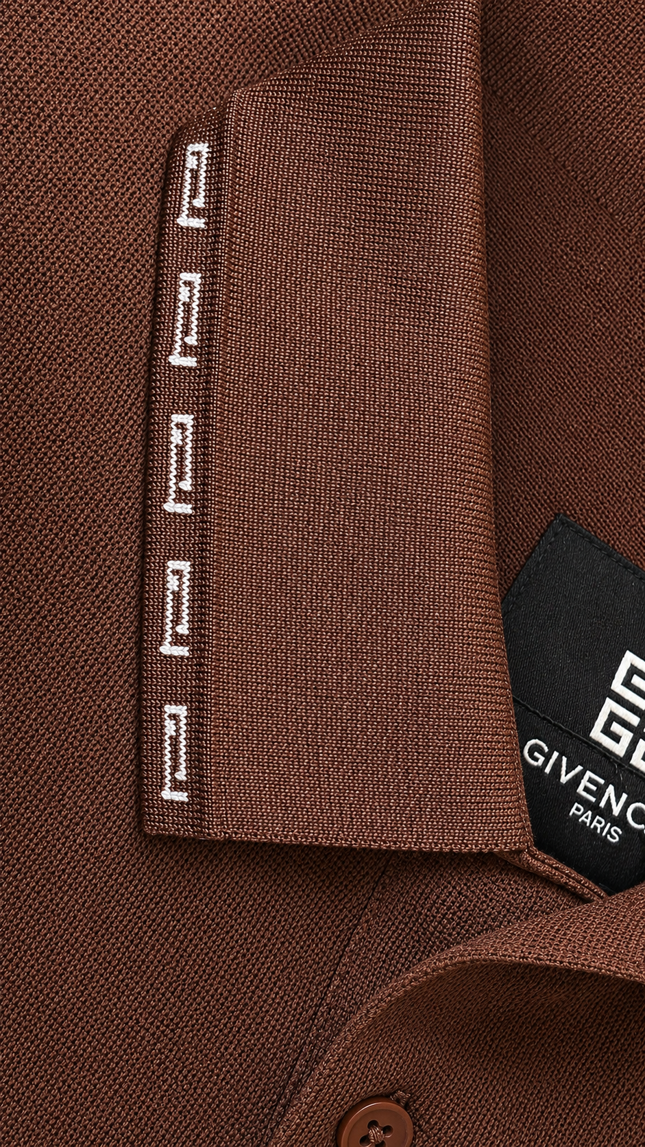 Luxury Dark Coffee Brown Textured Givenchy T-Shirt for Men | Premium Casual Polo Tee