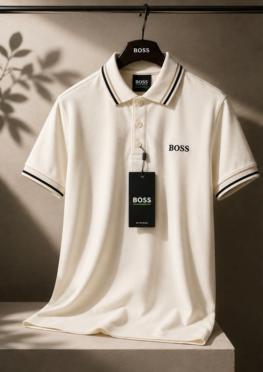 BOSS Premium Off-White Polo T-Shirt