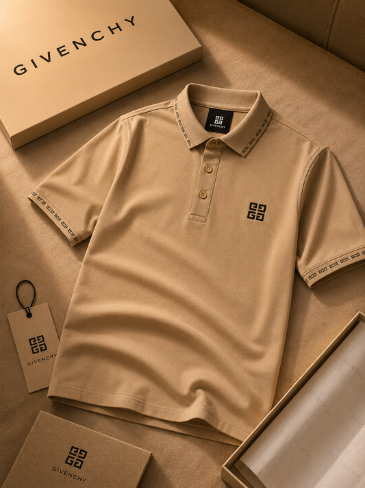 Luxury Beige Textured Givenchy T-Shirt for Men | Premium Casual Polo Tee