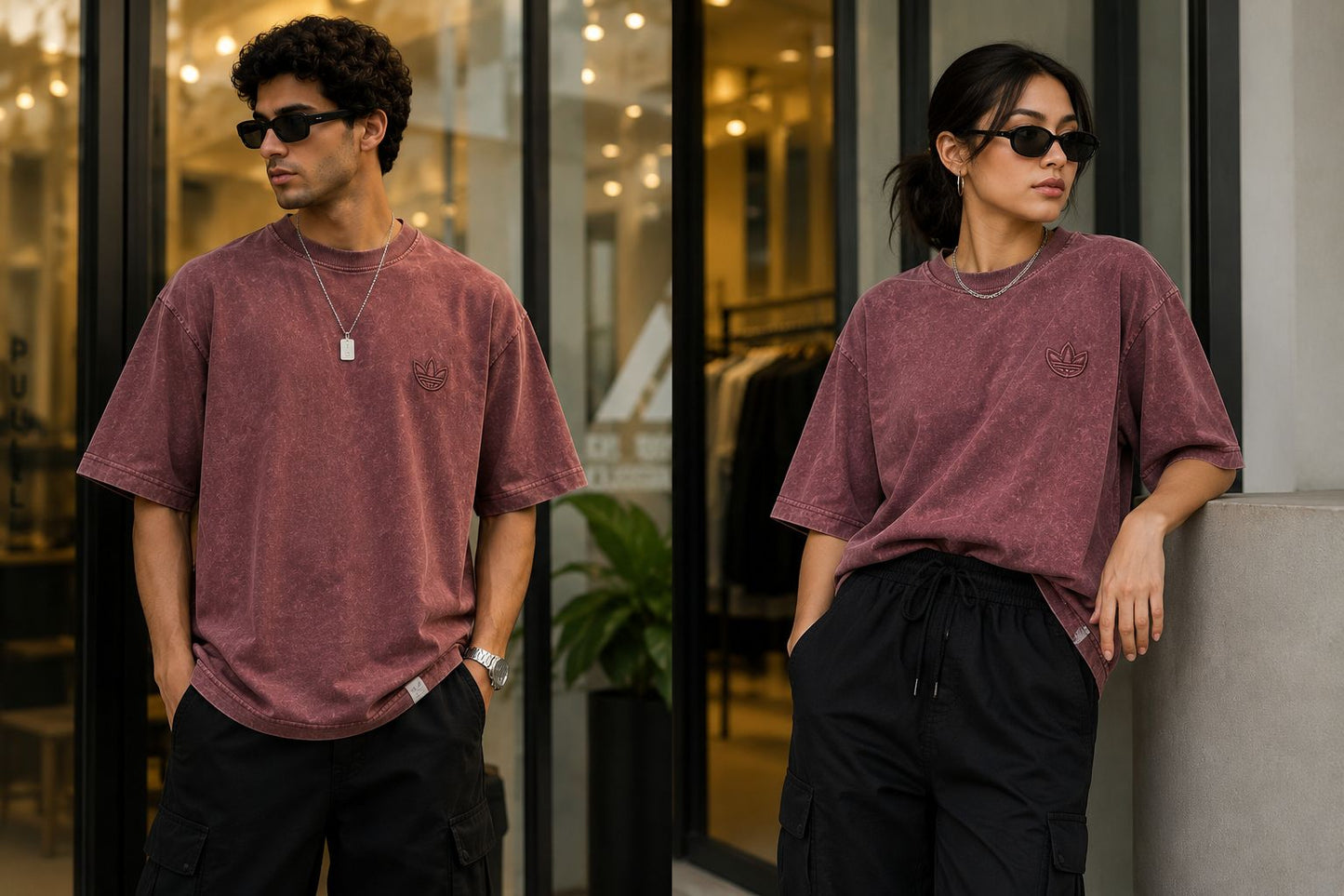 Vintage Acid Wash Oversized T-Shirt – Unisex Streetwear Tee | Dusty Wine