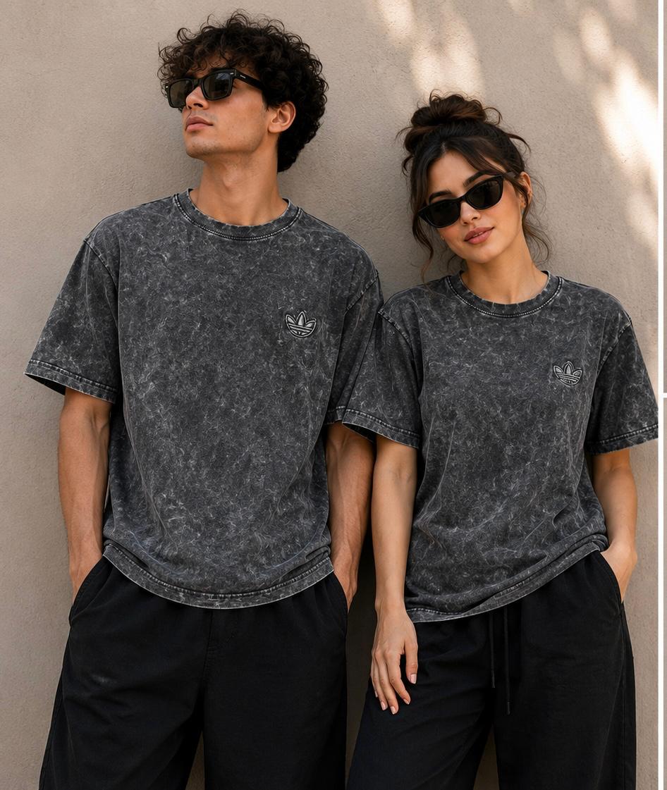 Vintage Acid Wash Oversized T-Shirt – Unisex Streetwear Tee | Charcoal Black