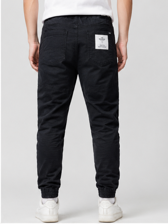 Men’s Black Slim Fit Jogger Pants – Drawstring Stretch Comfort Trousers