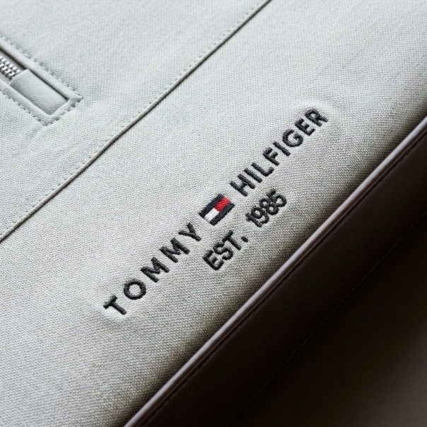 Premium Powder Blue Zip Tommy Hilfiger T-Shirt for Men | Luxury Half-Zip Casual Tee