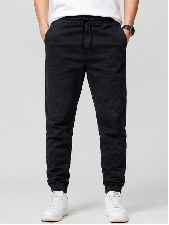 Men’s Black Slim Fit Jogger Pants – Drawstring Stretch Comfort Trousers