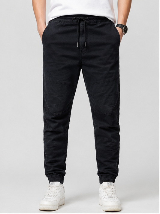 Men’s Black Slim Fit Jogger Pants – Drawstring Stretch Comfort Trousers