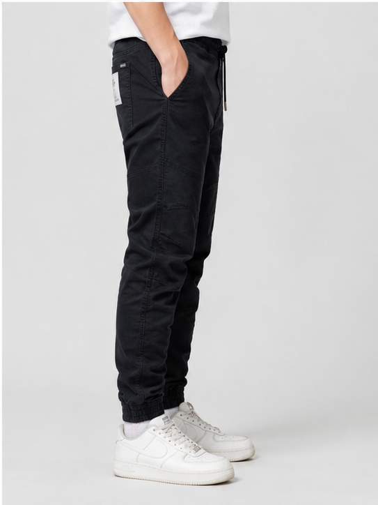 Men’s Black Slim Fit Jogger Pants – Drawstring Stretch Comfort Trousers