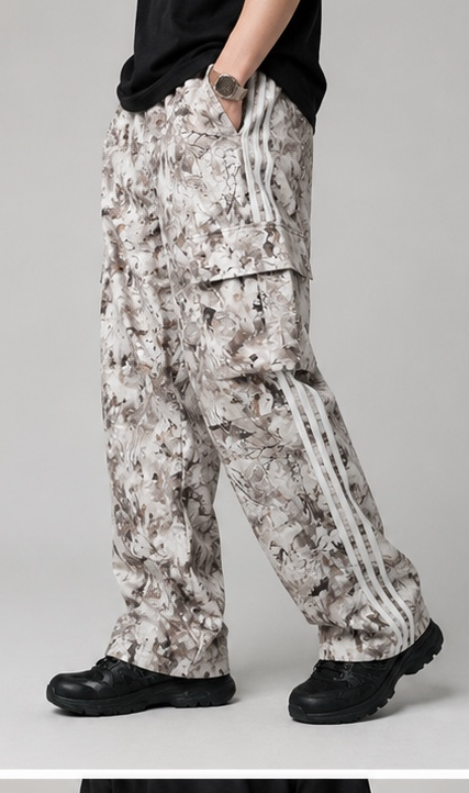 Urban Camo Cargo Track Pants – Beige Edition